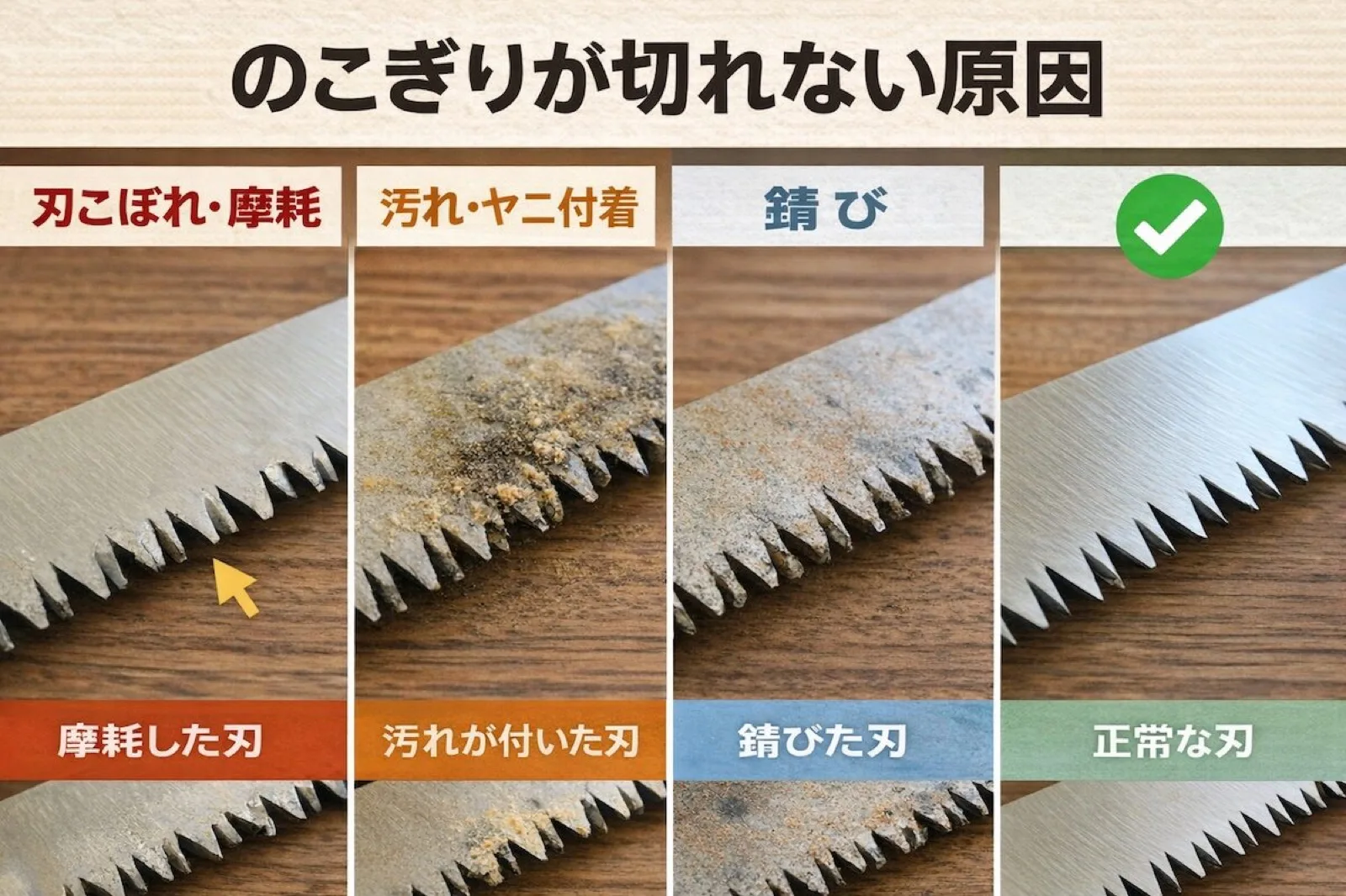 のこぎりが切れない原因とは?切れ味が落ちたと感じる主な理由を整理